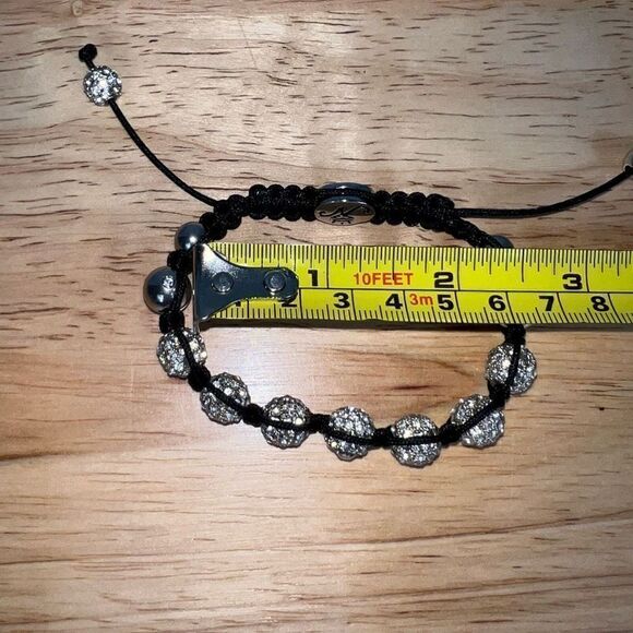 Black Macrame “Eye of Horus” Knotted Shamballa Crystal Ball Bead Bracelet - Picture 6 of 7
